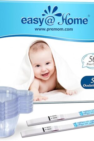 Easy@Home Ovulation Test Predictor Kit : Accurate Fertility Test for Women (Width of 5mm), Fertility Monitor Test Strips, 50 LH Strips with 50 Urine Cups