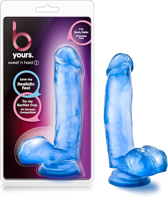 Blush Novelties 7" Realistic Translucent Dildo - Cock and Balls Dong - Suction Cup Harness Compatible - Sex Toy for Women - Sex Toy for Adults (Blue)