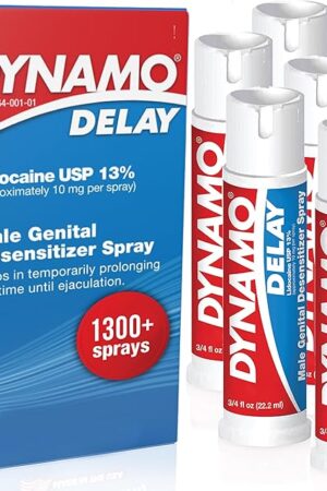 Dynamo Delay Spray for Men  13% Lidocaine Numbing Spray to Help You Last Longer in Bed  5 Pack Climax Control  Bulk Value