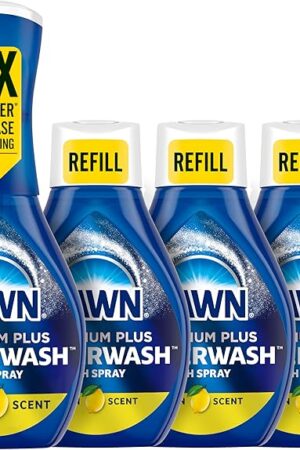 Dawn Powerwash Spray, Dish Soap, Dishwashing Liquid, Cleaning Supplies, Lemon, 1 Starter Kit + 3 Refills, 4 units of 16oz (64oz)