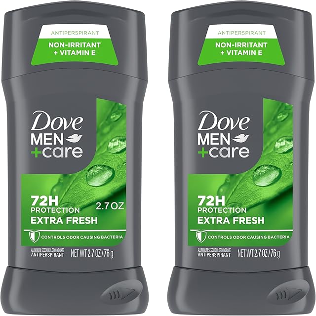 Dove Men+Care Extra Fresh Men's Antiperspirant Deodorant Stick Extra Fresh Twin pack With 72-hour sweat & odor protection with 1/4 Moisturizing Cream & Long-lasting Citrus Scent 27 oz