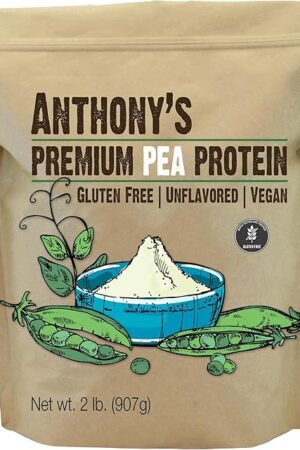 Anthony's Premium Pea Protein, 2 lb, Plant Based, Gluten Free, Unflavored, Vegan, Keto Friendly, Made from Peas