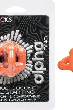 CalExotics Alpha Liquid Silicone All Star Ring  Male Enhancement Dual Support Ring Silicone Sex Toys for Men  Orange