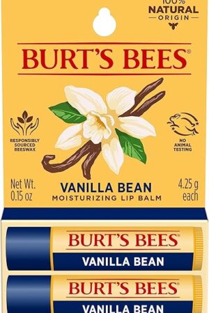 Burt's Bees Lip Balm - Vanilla Bean, Lip Moisturizer With Responsibly Sourced Beeswax, Tint-Free, Natural Origin Conditioning Treatment, 2 Tubes, 015 oz