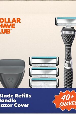 Dollar Shave Club | Travel Shave Set | 4 Swift Rinse Refill Cartridges, 1 Handle, 1 Razor Cover