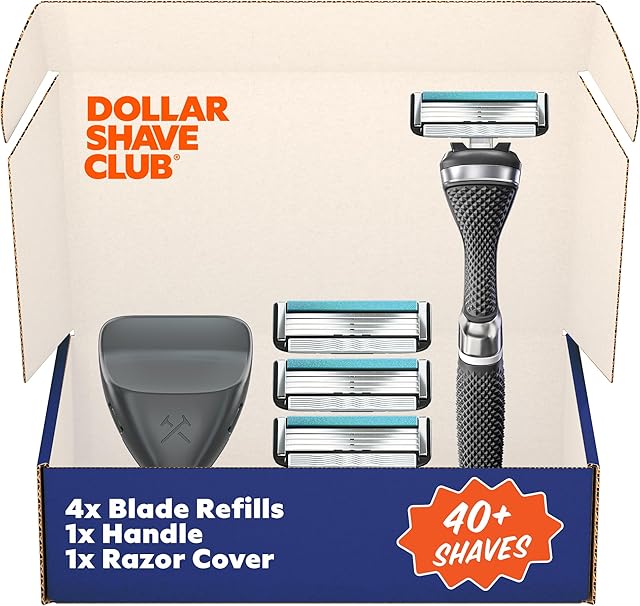 Dollar Shave Club | Travel Shave Set | 4 Swift Rinse Refill Cartridges, 1 Handle, 1 Razor Cover