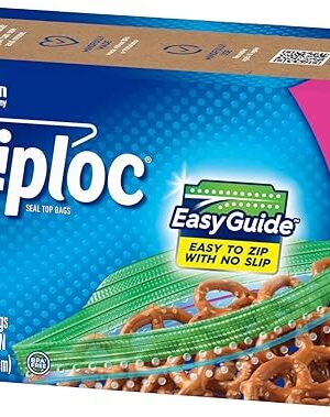Ziploc Snack Bags with EasyGuide Texture, Small Plastic Storage Bags with Grip 'N Seal Technology, 108 Bags Total