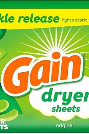 Gain Dryer Sheets Plus Wrinkle Release, Original Scent, 240 Count, Fights Static With a Touch of Scent, Laundry Sheets