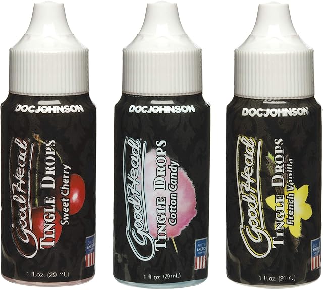 Doc Johnson GoodHead - Tingle Drops - Sweet Cherry, Cotton Candy, French Vanilla - 1 FL Oz (Pack of 3)