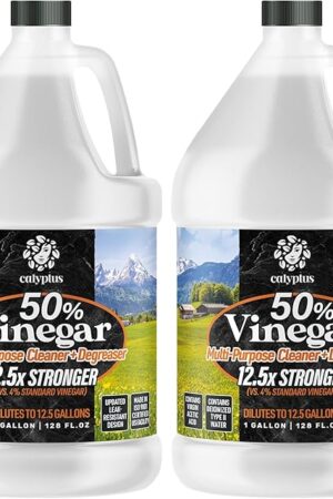 Calyptus 50% Pure Concentrated Vinegar | Maximum-Performance (125X) Power | Technical Grade | Dilutes Easily to 5% Acidity (15 Cups per Gallon) | Home and Outdoor Cleaning Concentrate | 2 Gallon