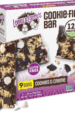 Lenny & Larry's Cookie-fied Protein Bar ? Cookies & Creme Vegan Protein Bars 9x45g ? Healthy Snacks with 12g Plant Protein & 5g Fiber ? Gluten free Power Bar, Keto Friendly, Non-GMO & Vegan