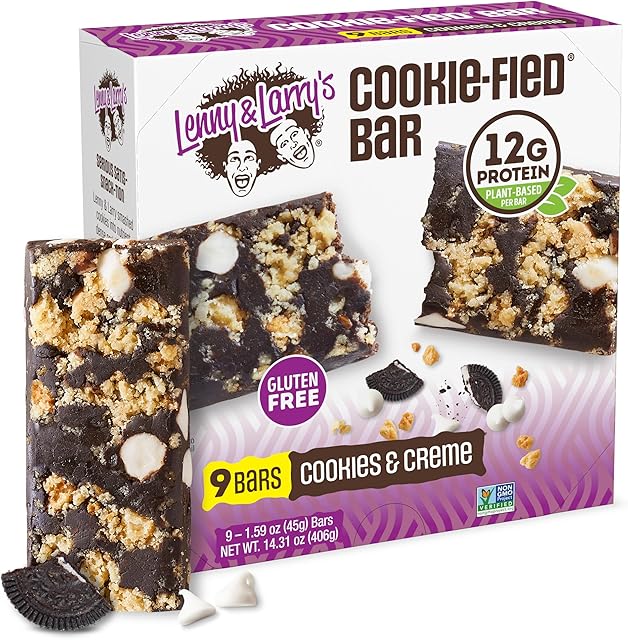 Lenny & Larry's Cookie-fied Protein Bar ? Cookies & Creme Vegan Protein Bars 9x45g ? Healthy Snacks with 12g Plant Protein & 5g Fiber ? Gluten free Power Bar, Keto Friendly, Non-GMO & Vegan