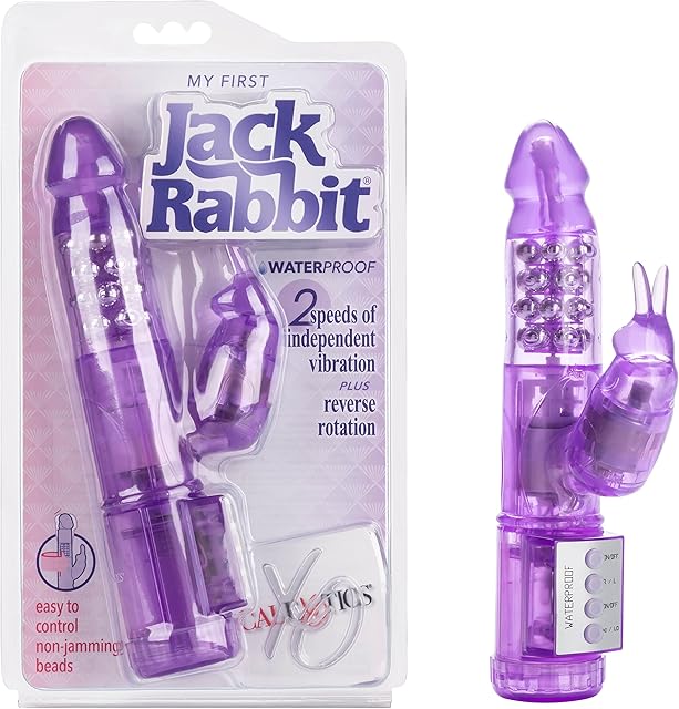 CalExotics My First Jack Rabbit - Waterproof Vibrator With Rotating Shaft - Vibe Sex Toys for Couples - Adult Hands Free G Spot Massager - Purple