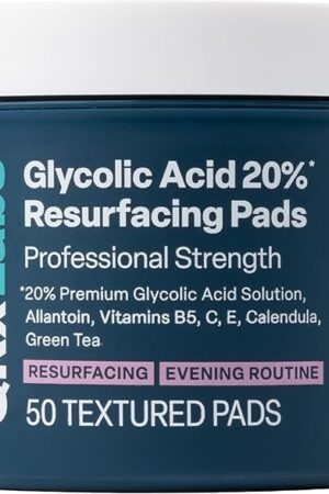 Glycolic Acid 20% Resurfacing Pads for Face & Body with Vitamins B5, C & E, Green Tea, Calendula, Allantoin - Exfoliates Surface Skin and Reduces Appearance of Fine Lines and Wrinkles - Peel Pads