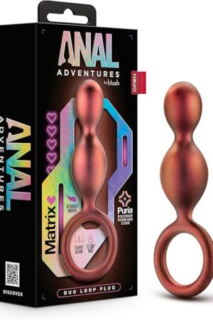 Blush Novelties Anal Adventures Dujour Silicone Anal Plug Beads - Beaded Buttplug with Loop Base for Easy Pull & Safety, Satin Smooth Ultrasilk, Tapered Head - Anal Trainer Sex Toy for Him Her Couple