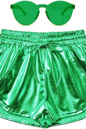 Women's Metallic Shorts Summer Sparkly Hot Outfit Shiny Short Pants