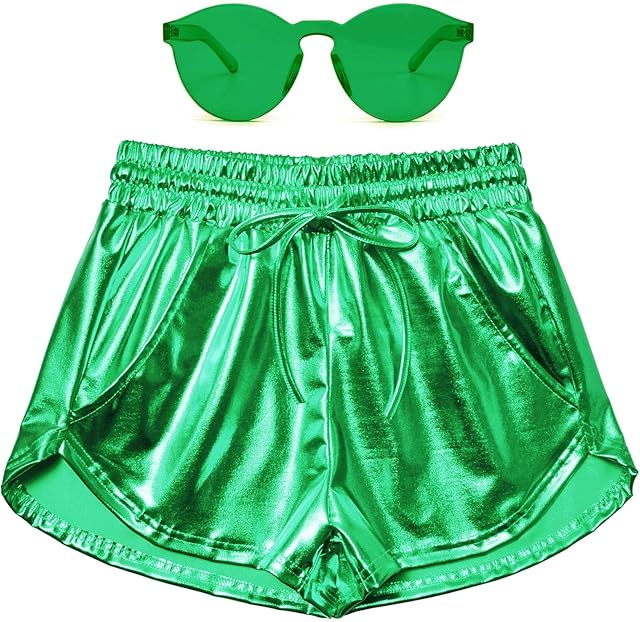 Women's Metallic Shorts Summer Sparkly Hot Outfit Shiny Short Pants