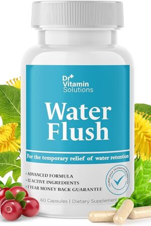 DR VITAMIN SOLUTIONS Diuretic Water Pills for Weight Control, 12 Active Ingredients (Green Tea, Cranberry & More), Instant Relief from Bloat & Swelling, Water Retention Pills for Women & Men - 60 Caps