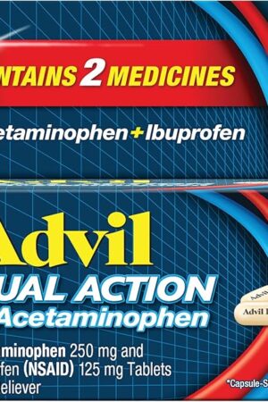 Advil Dual Action Coated Caplets with Acetaminophen, 250 Mg Ibuprofen and 500 Mg Acetaminophen Per Dose (2 Dose Equivalent) for 8 Hour Pain Relief- 216 Count