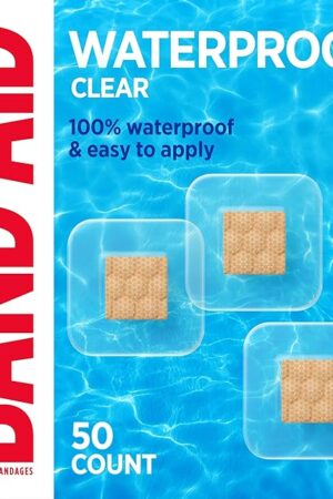 BAND-AID Brand Waterproof Clear Spot Adhesive Square Bandages, Individually Wrapped Small Spot Bandages for Wound Care for Minor Cuts & Scrapes, Waterproof, One Size, 50 ct