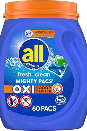 all fresh clean, OXI + Odor Lifter, MIGHTY PACS Laundry Detergent Pacs, 60 Count