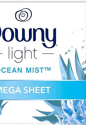 Downy Light Mega Dryer Sheets, Fabric Softener Dryer Sheets, Ocean Mist, 180 Count