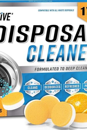 Garbage Disposal Cleaner Deodorizer Tablets - 24 Pack, New Powerful XL Foaming Tablet - Fresh Citrus Foam Sink Garburator Disposer Freshener, Natural Kitchen Drain Cleaning Care - 1 Year Supply