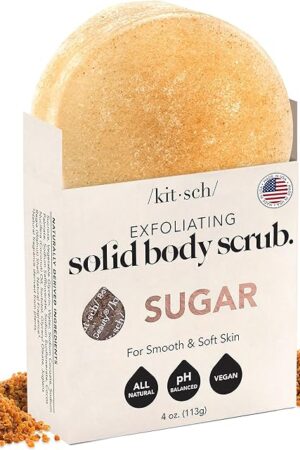 Kitsch Exfoliating Sugar Scrub for Body ? All Natural Body Scrub Bar Soap for Smooth, Hydrated & Glowing Skin - Vegan Soap Bar Exfoliator for Men and Women - Made in the USA - 4 oz