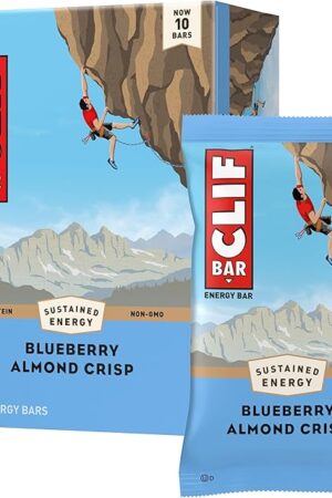 CLIF BAR - Blueberry Almond Crisp - Made with Organic Oats - Energy Bars - Non-GMO - Plant Based Protein Bars (10 Pack)
