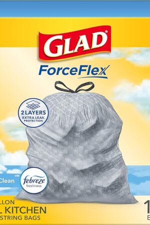 Glad Tall Kitchen Drawstring Trash Bags - Odorshield 13 Gallon White Trash Bag, Febreze Fresh Clean, 110 Count