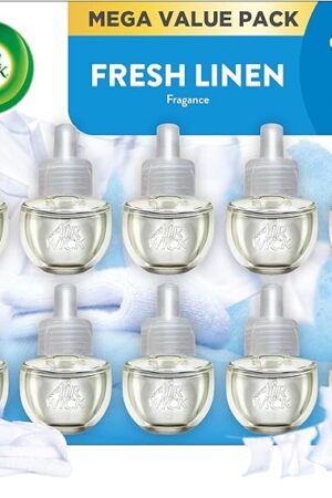 Air Wick Plug in Scented Oil Refill, 10ct, Fresh Linen, Air Freshener, Essential Oils, Eco Friendly Pack