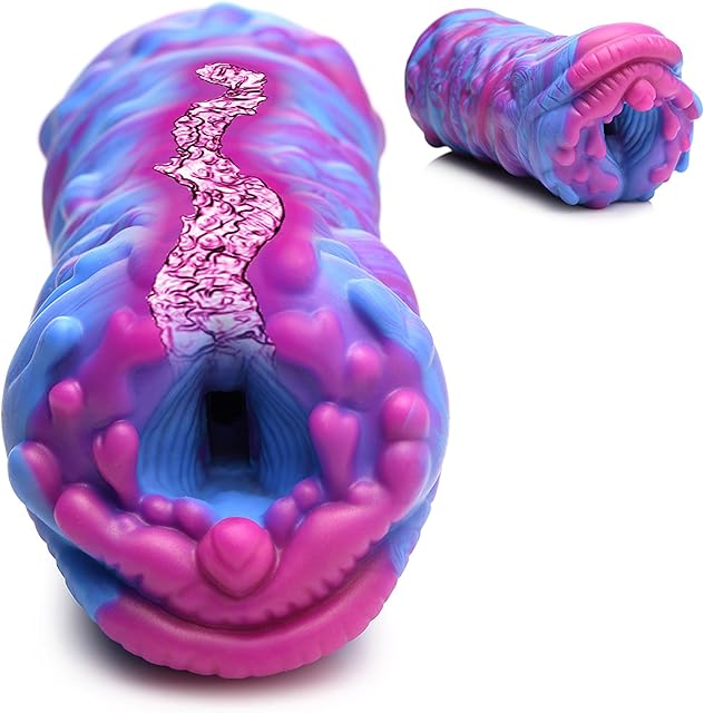 Cyclone Squishy Alien Vagina Stroker for Men & Couples Soft & Squishy, Fantasy Vagina Stroker Unique Textured Inner Tunnel Premium Silicone 1 Piece, Pink and Blue