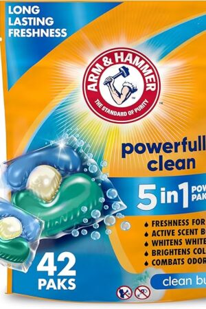Arm & Hammer Clean Burst 5-in-1 Laundry Detergent Power Paks, High Efficieny (HE), 42 Count