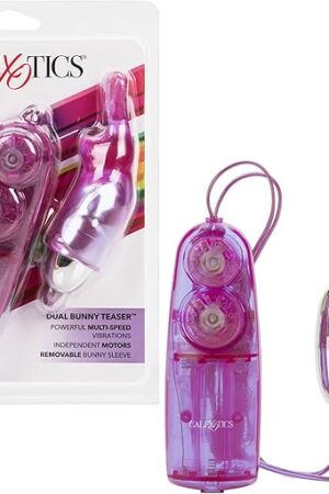 CalExotics Dual Bunny Teaser - Double Bullet Vibrator with Rabbit Tickler - Sex Toys for Couples - Adult Vibe Eggs Massagers - Purple