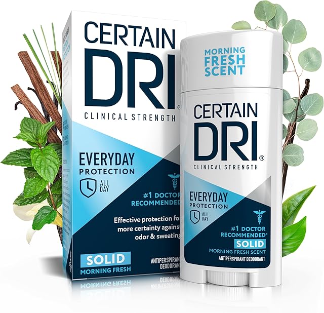 Certain Dri Everyday Strength Clinical Solid Antiperspirant - Hyperhidrosis Treatment - Long-Lasting 72-Hour Protection - Effective Sweat Control - Travel Friendly - Fresh Scent - 26 oz