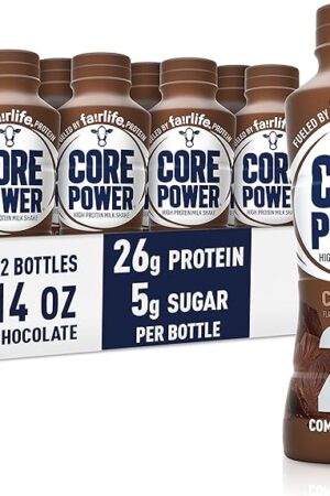 Core Power Protein Shake, Chocolate, 26g Bottle, 14oz, 12 Pack