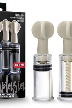 Blush Novelties Temptasia Clit & Nipple Twist Suckers, Set of 3 Adjustable Suckers, Twist to Increase Vacuum, Heighten Sensitivity & Arousal - 1.25" Width Durable Acrylic Cylinders - Sex Toy for Women