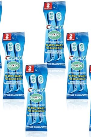 Crest Scope | Mini Brushes-Disposable Toothbrushes with Toothpaste and Pick for Work or Travel (12count, 6 Pack (12 Brushes))