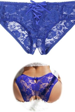 Women Lace Crothless Underwear Sexy Cheeky Plus Size Briefs Panties Hipster Thong Panty XS-4XL