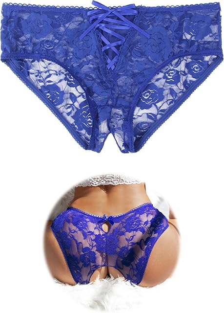 Women Lace Crothless Underwear Sexy Cheeky Plus Size Briefs Panties Hipster Thong Panty XS-4XL