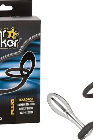 CalExotics Star F*cker Teardrop Plug  Metal Probe Male Enhancement Support Ring  Black