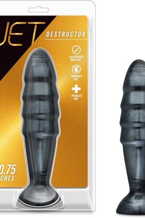 Blush Novelties Sex Toys - Jet Destructor Anal Butt Plug - 10.75 Inch Giant Soft Dildo for Deep Stimulation - 2.5 Inch Thick Shaft, Strap-On Compatible, Sturdy Suction Cup - Men, Women, Unisex - Black