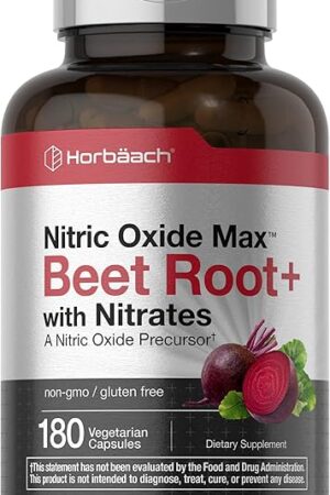 Horb?ach Nitric Oxide Beet Root Capsules | 180 Count | with Nitrates and Precursor | for Men and Women | Vegetarian, Non-GMO, Gluten Free Supplement