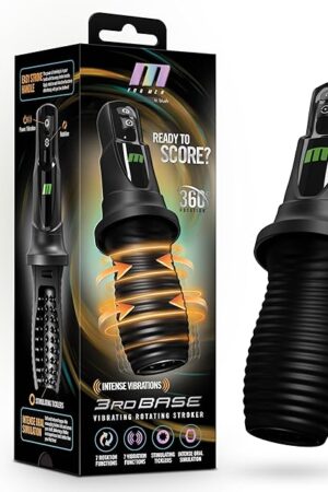Blush Adult Sex Toys for Men - M for Men 3rd Base 360° Male Masturbator Stroker - 7 Rotating Vibrating Modes - Tongue-Like Ticklers for Enhanced Oral Sensations - Automatic Blowjob Sex Machine - Black