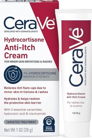 CeraVe 1% Hydrocortisone Anti-Itch Cream, Fragrance-Free Relief for Eczema-Prone & Dry Skin, 1 Ounce