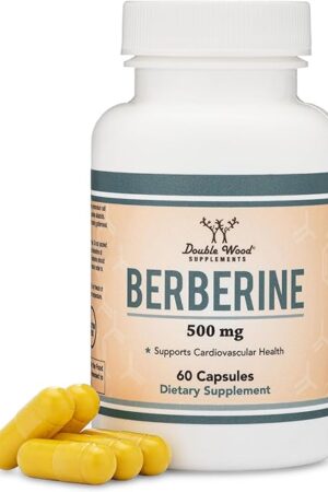 Berberine Supplement 500mg, 60 Capsules (Third Party Tested, Non-GMO, Gluten Free, Vegan Safe) AMPK Activator - Berberine HCL for Cardiovascular Health by Double Wood