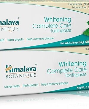 Himalaya Botanique Whitening Complete Care Toothpaste, Teeth Whitening, Fights Plaque, Fluoride Free, No Artificial Flavors, SLS Free, Cruelty Free, Foaming, Simply Mint Flavor, 529 Oz, 2 Pack