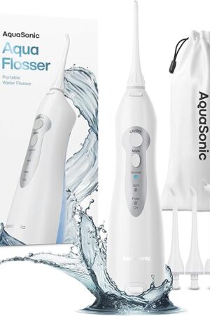 AquaSonic Water Flosser - Cordless Rechargeable Water Flossers for Teeth Cleaning - Waterproof Aqua Flosser, Portable Oral Irrigator for Dental Cleaning with 5 Jet Tips ? Braces Home Travel