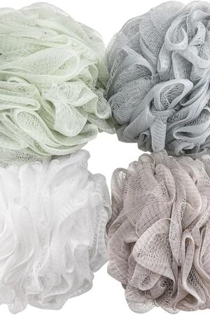 BTYMS Bath Sponge Shower Loofahs 60g Mesh Pouf Bath Scrunchies Body Wash Puff Shower Puff - Pack of 4