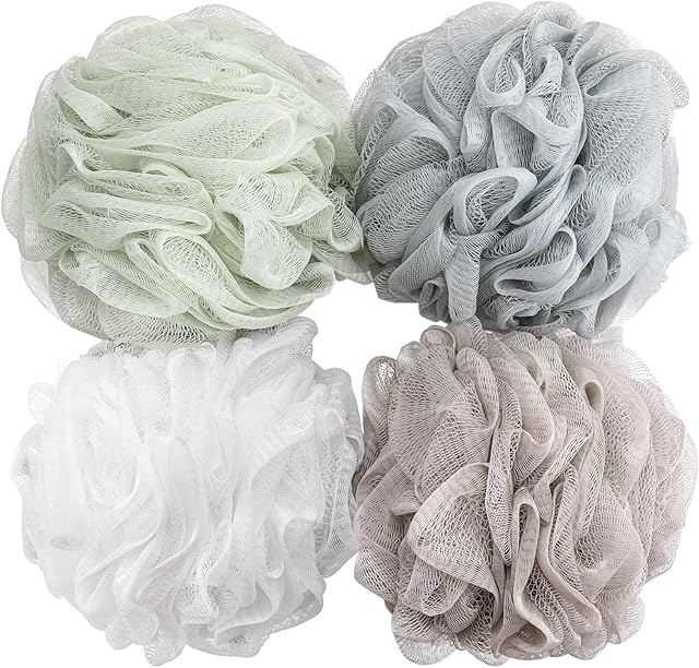 BTYMS Bath Sponge Shower Loofahs 60g Mesh Pouf Bath Scrunchies Body Wash Puff Shower Puff - Pack of 4